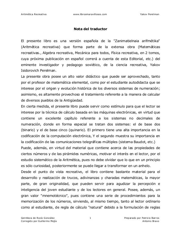 aritmetica recreativa yakov perelman